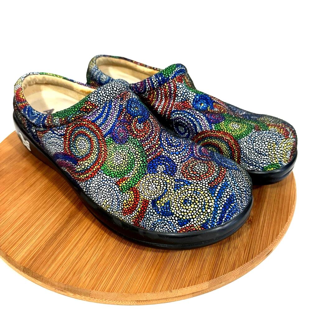 Alegria Kayla Bullseye Clogs Colorful Black Size US 10-11/EURO 42 Comfort Shoes